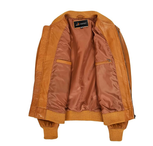 Chaqueta de invierno para hombre de American Flight, chaqueta Bomber de cuero con función cortavientos, diseño ODM, cierre de cremallera, forro de alta calidad - Product Image 5