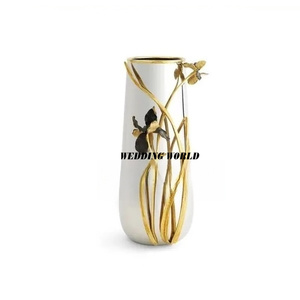Vase à fleurs en acier inoxydable de belle qualité Pot de fleur de créateur fait à la main forme ronde en gros porte-fleurs en métal - Product Image 5