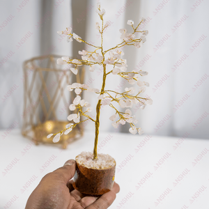 Árbol de cristal curativo de cuarzo rosa de diseño artesanal con 100 chips para decoración del hogar a precio de mayoreo - Product Image 3