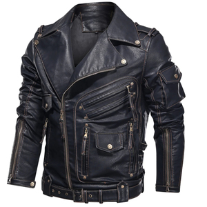 Chaqueta de cuero de motorista unisex, ropa de abrigo de cuero real ajustada, moda elegante, cálida, duradera, venta al por mayor, logotipo personalizado - Product Image 2