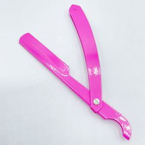 Maquinilla de afeitar recta Manual de acero inoxidable sólido de alta calidad, maquinilla de afeitar profesional de Color rosa, venta al por mayor sostenible - Product Image 2