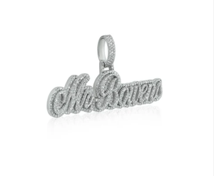 Colgante de Plata 925 con Incrustaciones de Moissanita VVS, Estilo Hip Hop, Corte Princesa, Personalizado con el Nombre de Mr. Bowens - Product Image 2