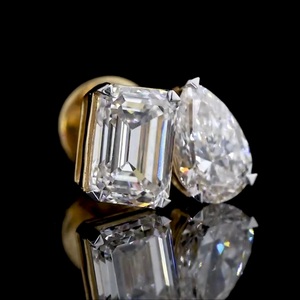 Sang trọng Lê Ngọc lục bảo bông tai kim cương 14k vàng phòng thí nghiệm phát triển <span class=keywords><strong>1</strong></span> Carat VS1 E f chứng nhận trực tiếp - Product Image 5