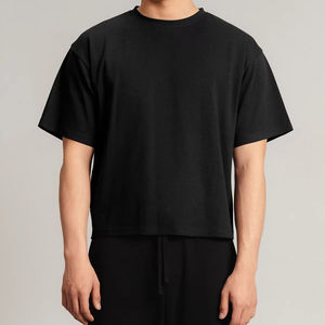 เสื้อยืดโอเวอร์ไซส์ผู้ชายผ้าฝ้าย100% 350gsm บ็อกซี่ใส่สบายสไตล์ฮิปฮอปพิมพ์ลายโลโก้ - Product Image 1