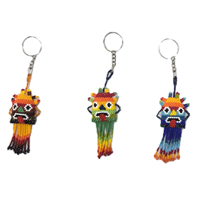Handmade Cute <b>Flexible</b> Diablo Huma PVC Keychain Colorful <b>Beaded</b> Artisan Pendant Inspired by Andean Tradition - Product Image 1