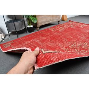 Tapis Turc Vintage Rouge Beige 4.9x8.7ft Grande Surface Laine Latex Patchwork pour Couloir Chambre Rectangulaire Côté pour Chambre Chevet - Product Image 3