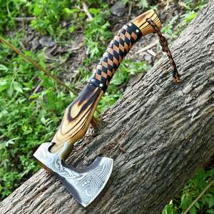 Hacha Vikinga Hecha a Mano con Acero de Alto Carbono, Mango de Acero de Grado Industrial, Funda de Cuero, para Campamento, Uso Diario y al Aire Libre - Product Image 2