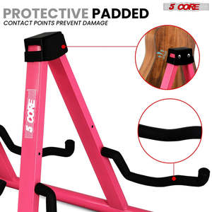 5 Core Double Guitar Stand A <b>Frame</b> Shape w Foam Arms Supports Acoustic Electric Bass Ukulele Banjo - Product Image 4