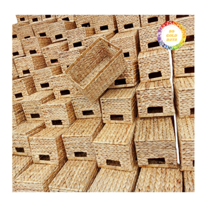 Panier en jacinthe d'eau en fibre naturelle pour le rangement ménager - Product Image 4