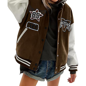 เสื้อแจ็กเก็ตเบสบอลสไตล์ขี้เกียจสำหรับผู้หญิงในฤดูใบไม้ร่วงและฤดูใบไม้ผลิเสื้อสเวตเตอร์คาร์ดิแกนทรงหลวมผ้ากำมะหยี่หนาสไตล์ย้อนยุคในแฟชั่น - Product Image 1