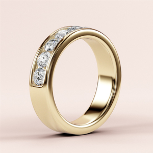 Anillo de moissanita original chapado en oro de 14 quilates personalizable amarillo y blanco 3mm 2 quilates para aniversario de bodas o fiestas - Product Image 1