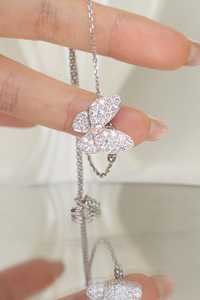 <b>Butterfly</b> Shaped Moissanite Diamond Pendant Necklace 925 Sterling Silver Link Chain for Bridal Weddings and Parties - Product Image 5