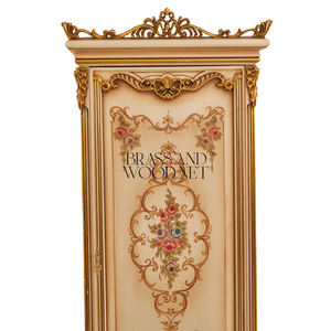 Armoire simple de style français de luxe avec motifs floraux peints à la main et accents de feuille d'or ornée pour le rangement de chambre de palais - Product Image 2