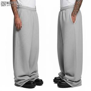 Thick Hip Hop Pants Heavyweight Sweat Pants Wide Leg Sweatpants Casual 100% Cotton Men Baggy Fit Pants <b>Winter</b> <b>Trousers</b> Men - Product Image 3