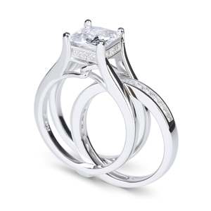 Jeulia Interchangeable Princess Cut Sterling Silver Engagement Ring Set - Product Image 3