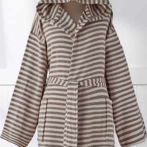 เสื้อคลุมอาบน้ำลายทางแบบตุรกี มีฮู้ด สีแดงเบอร์กันดีหรือสีน้ำเงิน - Product Image 4