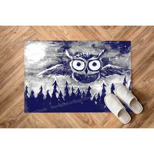 Alfombra con Pintura de Búho Azul Marino, Alfombra Impresa, Personalizada, para Salón, Abstracta, Animal, Alfombra de Terciopelo de Lujo - Product Image 1