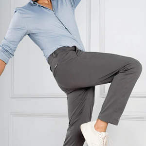 กางเกงขาตรงทรงสลิมฟิตสำหรับผู้ชายกางเกงชิโนผ้าฝ้ายผ้าทอลายทแยงสำหรับผู้ชายปักตามสั่ง - Product Image 5