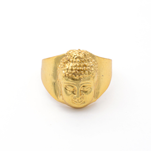 Anillo de latón con diseño de Buda para hombre, chapado en oro de 18k, anillo religioso espiritual hecho a mano, estilo bohemio, anillo llamativo al por mayor para mujer - Product Image 1