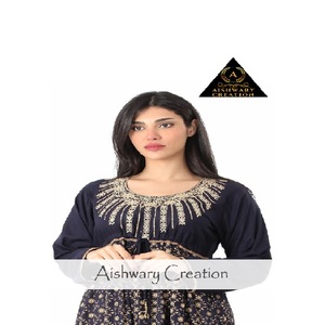 Everyday Modest Cotton Dress for Muslim Women <b>Plus</b> <b>Size</b> Breathable Comfortable with Front Yoke Embroidery Relaxed Fit Daily Wear - Product Image 3