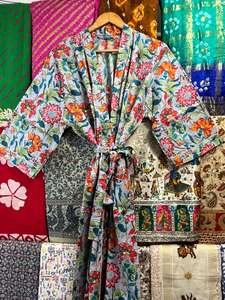 Kimono de algodón suave de alta calidad con estampado Floral, estilo indio, cubierta de playa japonesa para damas de honor, ropa de dormir para ocasiones de baño - Product Image 3