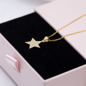 Diseño minimalista de estrella CZ piedra joyería de plata colgante de collar de plata al por mayor joyería fina turca hecha a mano - Product Image 4