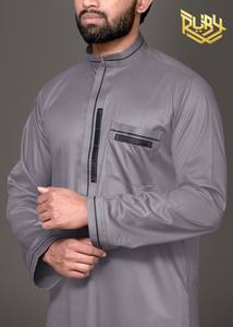 Listo para enviar estilo tradicional de los hombres de moda Thobes tela transpirable con patrón sólido vestido largo para adultos - Product Image 4