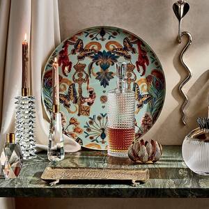 Plateau de service rond décoratif en émail de qualité supérieure avec impression d'art animal paon, plateau à cadre métallique pour la maison et les cadeaux - Product Image 2