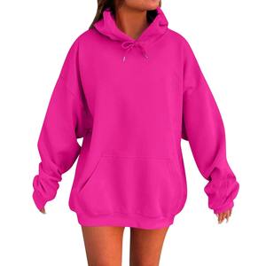 Sudaderas con capucha de gran tamaño con hombros caídos para mujer, sudaderas informales de manga larga de Color sólido para uso diario para mujer - Product Image 2