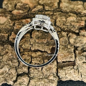 14K Solid Gold 2 Ct CVD IGI Certified Diamond Solitaire Engagement Ring, 2 Ct <b>Cushion</b> Cut Lab Grown Diamond Solitaire Ring - Product Image 4