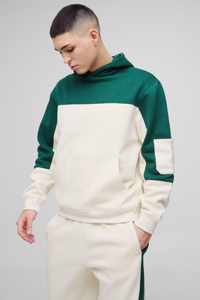 Ensemble de survêtement deux pièces de haute qualité avec logo personnalisé, coupe classique, blocs de couleur, capuche et pantalon de jogging, streetwear pour hommes - Product Image 3