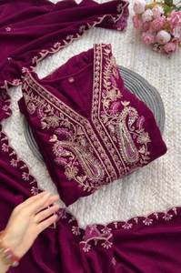 PARTY WEAR TOP Y PLAZO CON FANCY DUPPATA Y TRABAJO BORDADO - Product Image 5