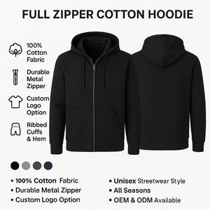 Sweat-shirts à capuche personnalisés pour hommes, à fermeture éclair, surdimensionnés, épaules tombantes, 100% coton, décontractés, tendance, chauds, pour hommes - Product Image 6