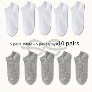 Calcetines tobilleros transpirables cómodos para hombre y mujer, calcetines cortos finos de corte bajo en negro, blanco y gris, primavera y verano - Product Image 4