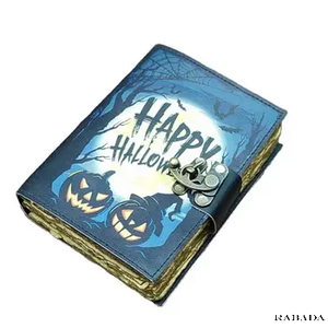 Halloween Print Leather <b>Book</b> Journal Leather Cover With Wood-free Deckle Edge Paper Dairy Classic Handmade Dairy - Product Image 2