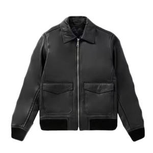 Veste en cuir véritable pour homme de qualité supérieure, veste bomber d'hiver, moto, 100% cuir de mouton, fourrure, veste en cuir pour homme - Product Image 2