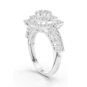 Anillo con Halo Floral de Diamantes Cultivados en Laboratorio, 0.88 CT en Total, Claridad VVS-VS EF, Disponible en Oro de 18K, 14K, 10K y Plata 925 - Product Image 5