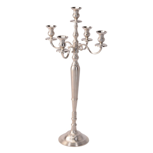 Vente chaude Vintage Nouvelle Arrivée Métal Aluminium Candélabre 5 Bras Bougeoir Taille Personnalisée Argent Fini De Table De Mariage - Product Image 6