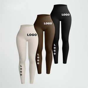 Legging de fitness en nylon à séchage rapide personnalisé taille haute anti-transpiration leggings sexy de yoga en tricot côtelé de sport serrés pour femmes - Product Image 1