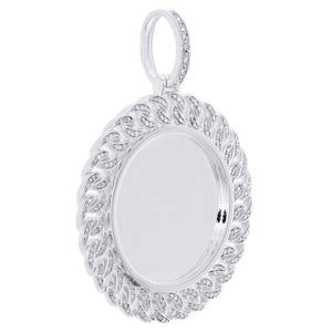 Pendentif cadre photo rond personnalisé avec diamants moissanite en argent 925 bijoux Hip Hop pour hommes femmes cadeau - Product Image 2