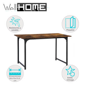 Table à manger pliante et extensible 'Ibro' au design vintage Well Home 90x70x72.5cm - Product Image 2