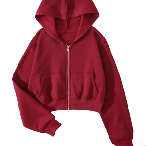 Sudadera con capucha con cremallera para mujer, sudadera de moda para mujer, hombro, ajuste cuadrado, cremallera, OEM, ODM, el mejor proveedor - Product Image 5