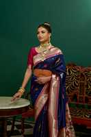 Vente chaude Premium Qualité Tendance Paithani Saree Blouse Fantaisie Coloré Glands Contraste Bordure Doux Soie Dames De Mariage