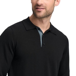 Vente en gros de polos à manches longues personnalisés pour hommes de haute qualité 100% coton automne nouveau design respirant tissu tricoté décontracté solide - Product Image 3