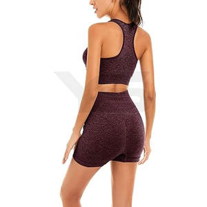 High Quality Cotton Summer Workout Gym Fitness <b>Bra</b> <b>and</b> <b>Shorts</b> <b>Set</b> Custom Yoga Wear for Plus Sizes Seamless <b>and</b> Soft - Product Image 2