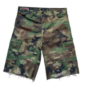 Comfortable <b>men</b> denim <b>camo</b> <b>shorts</b> 14oz thick heavy material vintage acid wash distressed ripping <b>shorts</b> for outdoor casual wear - Product Image 3