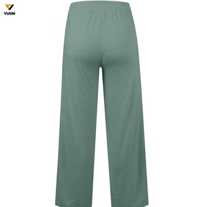 กางเกงขาบานของผู้หญิงกางเกงขาบานเอวยางยืดผ้าฝ้ายนุ่มสบาย - Product Image 4