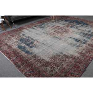 พรมตุรกีขนาดใหญ่พิเศษ 8.6x11.9 ฟุต สีน้ำเงินแดง ลายสัตว์ พรมขนสัตว์ - Product Image 1