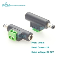 5.5x2.1mm DC pria ke Wanita adaptor daya 2 Pin blok Terminal sekrup untuk CCTV kamera Router lampu LED peralatan uji barel
