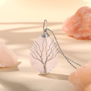 Jeulia Unconditional Love Winding <b>Tree</b> Natural Rose Quartz Crystal <b>Necklace</b> - Product Image 4
